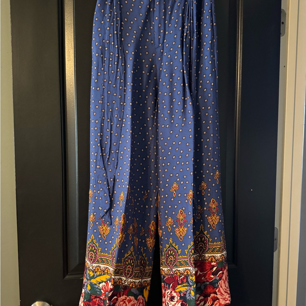Anthropologie Blue Floral Trousers